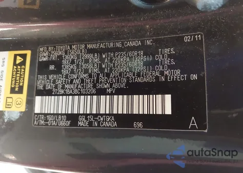 2011 Lexus Rx 350 z USA, uszkodzony, nr VIN 2T2BK1BA3BC103206